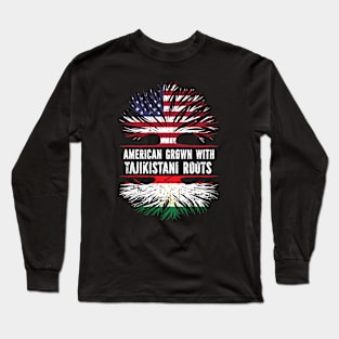 American Grown with Tajikistani Roots USA Flag Long Sleeve T-Shirt